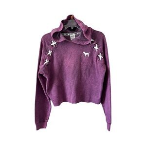 PINK Victoria’s Secret | Purple Acid Washed Cropped Hoodie Sweatshirt , XS